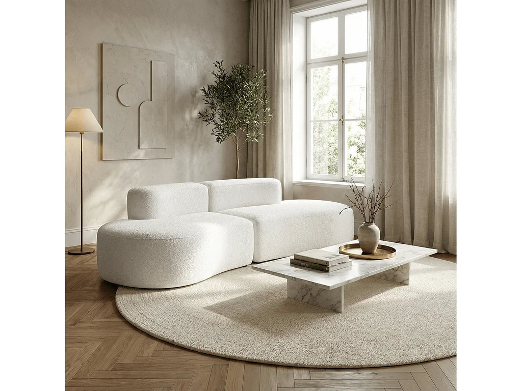 Canapé Compressé Arrondi Style Organique 2 places Blanc - Lounge