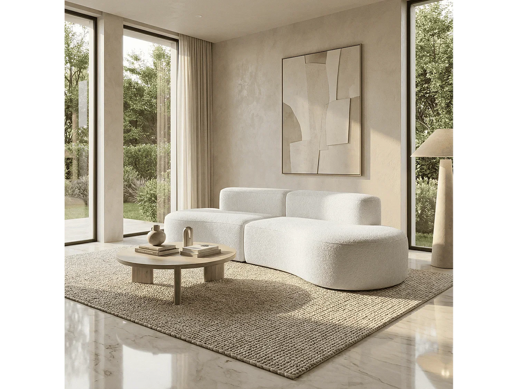 Canapé Compressé Arrondi Style Organique 2 places Blanc - Lounge