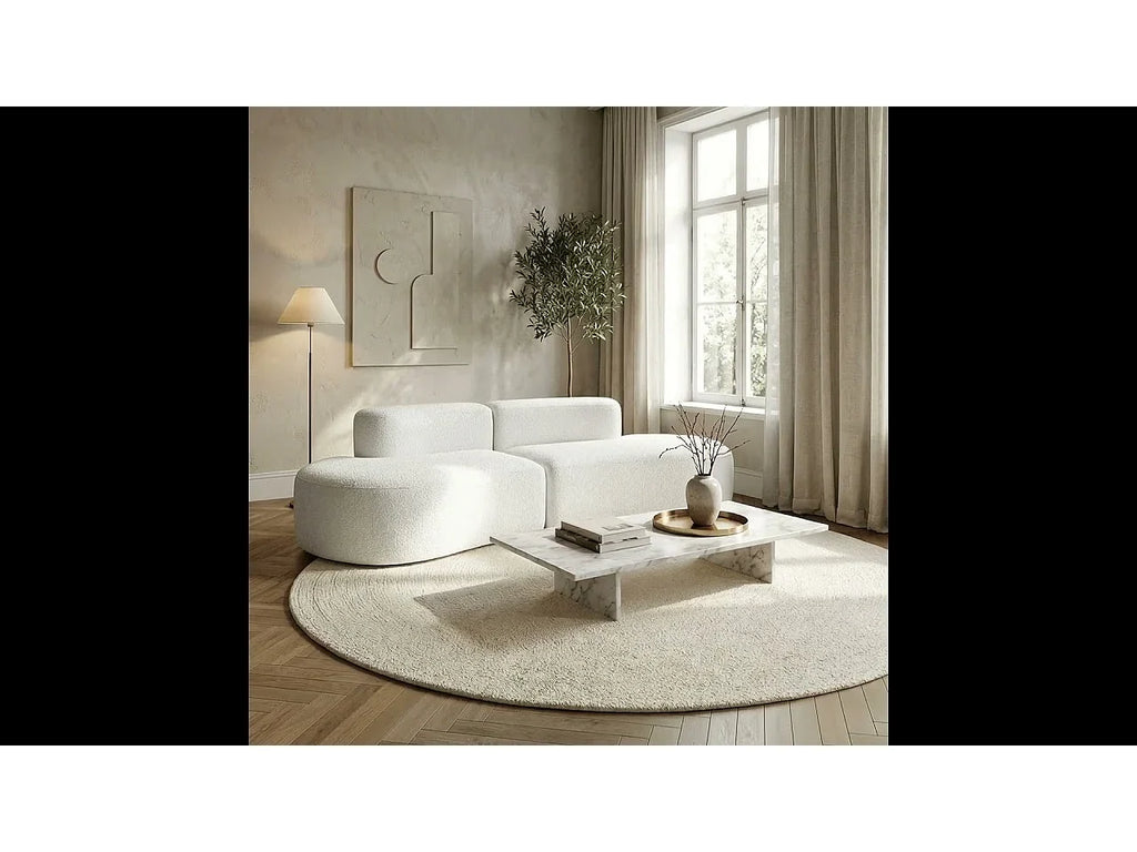 Canapé Compressé Arrondi Style Organique 2 places Blanc - Lounge