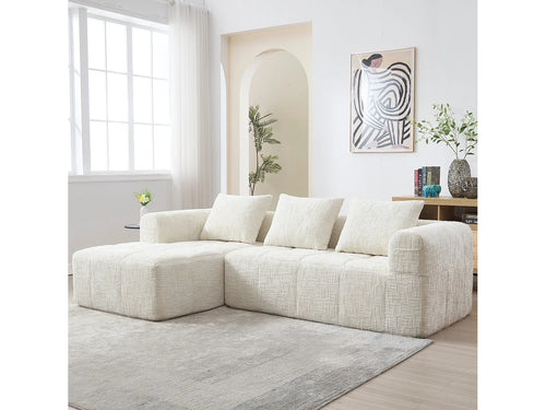 Canapé Compressé d'Angle Modulable 3 à 4 places Blanc en Tissu - LVHOM
