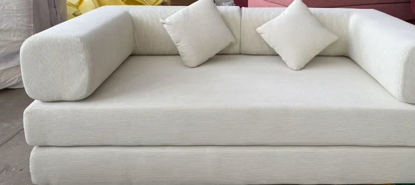 2026 New Design Corner Style Vacuum Compression Fabric Sofa Compressed Bed Set Home Apartment Hotel Living Room Sofa Bed