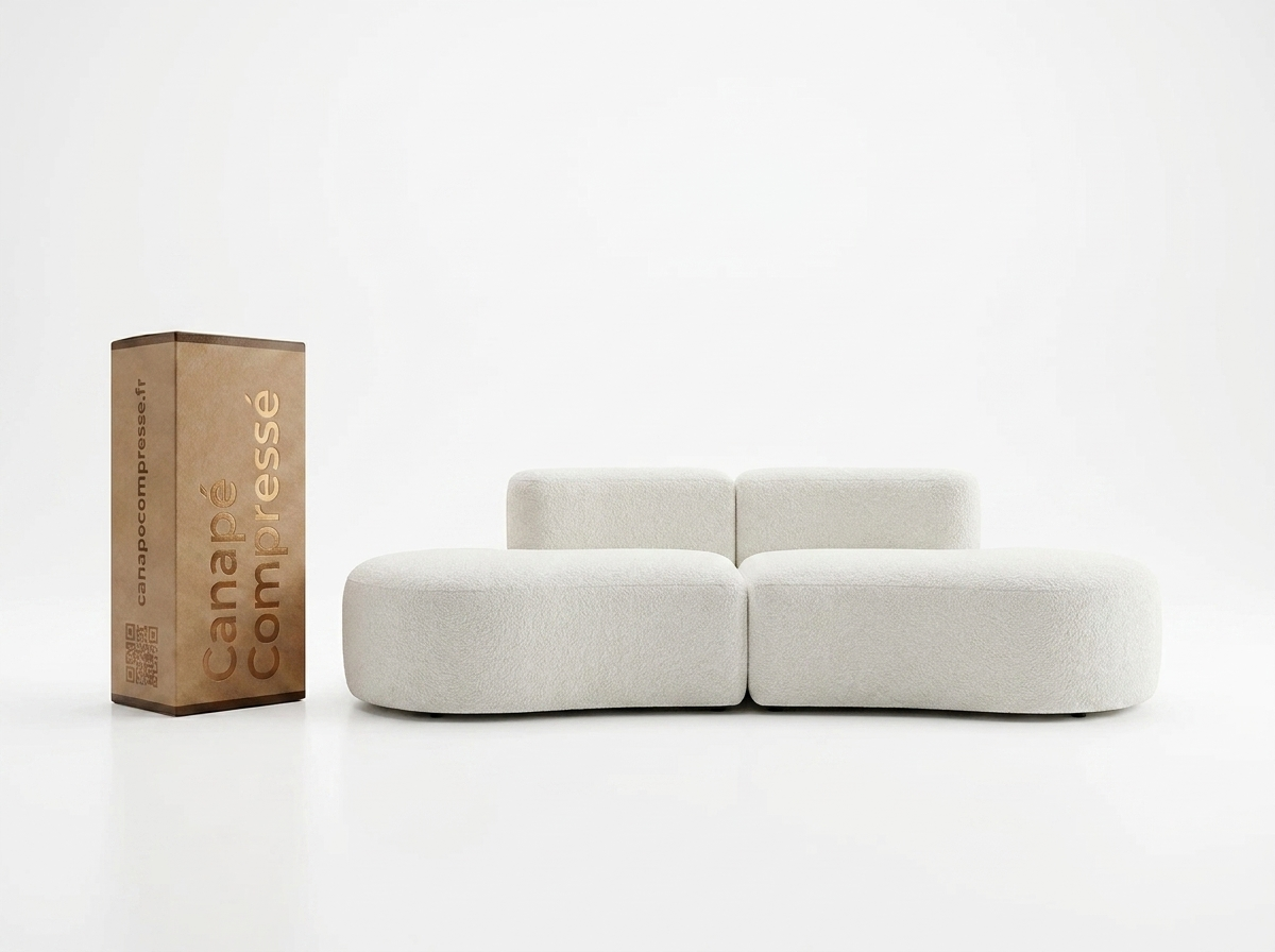 Canapé Compressé Arrondi Style Organique 2 places Blanc - Lounge