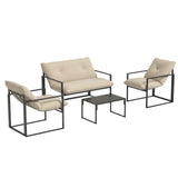 Salon de Jardin 4 Pièces — Canapé, 2 Fauteuils & Table