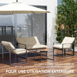 Salon de Jardin 4 Pièces — Canapé, 2 Fauteuils & Table
