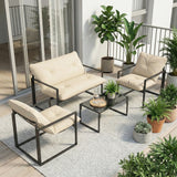 Salon de Jardin 4 Pièces — Canapé, 2 Fauteuils & Table
